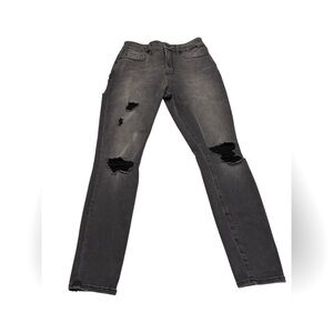 Good American Good Legs Crop Jeans Black Distressed Women’s Size 6/28